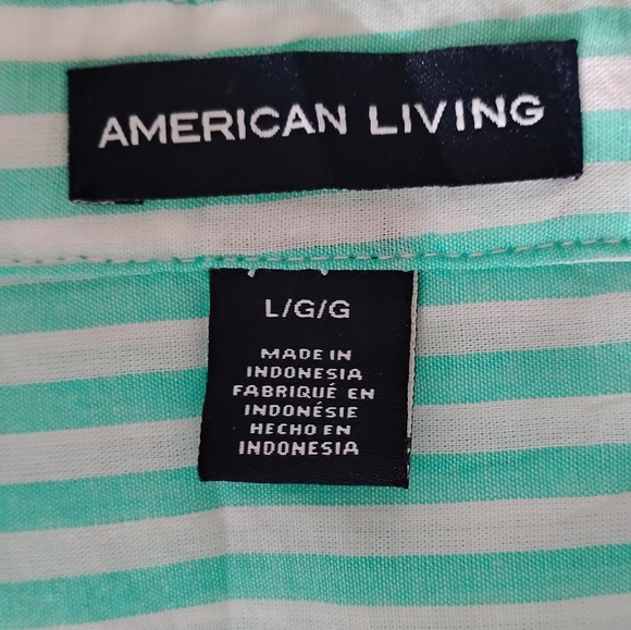 American Living Ralph Lauren Cotton Button Up Shirt Mixed Stripe Colorful Sz Lg - Picture 13 of 16